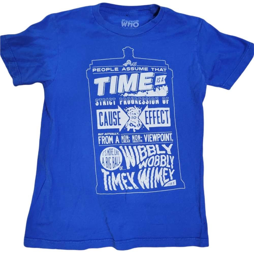 Doctor Who Tee T Shirt Wibbly Wobbly Timey Wimey sz S